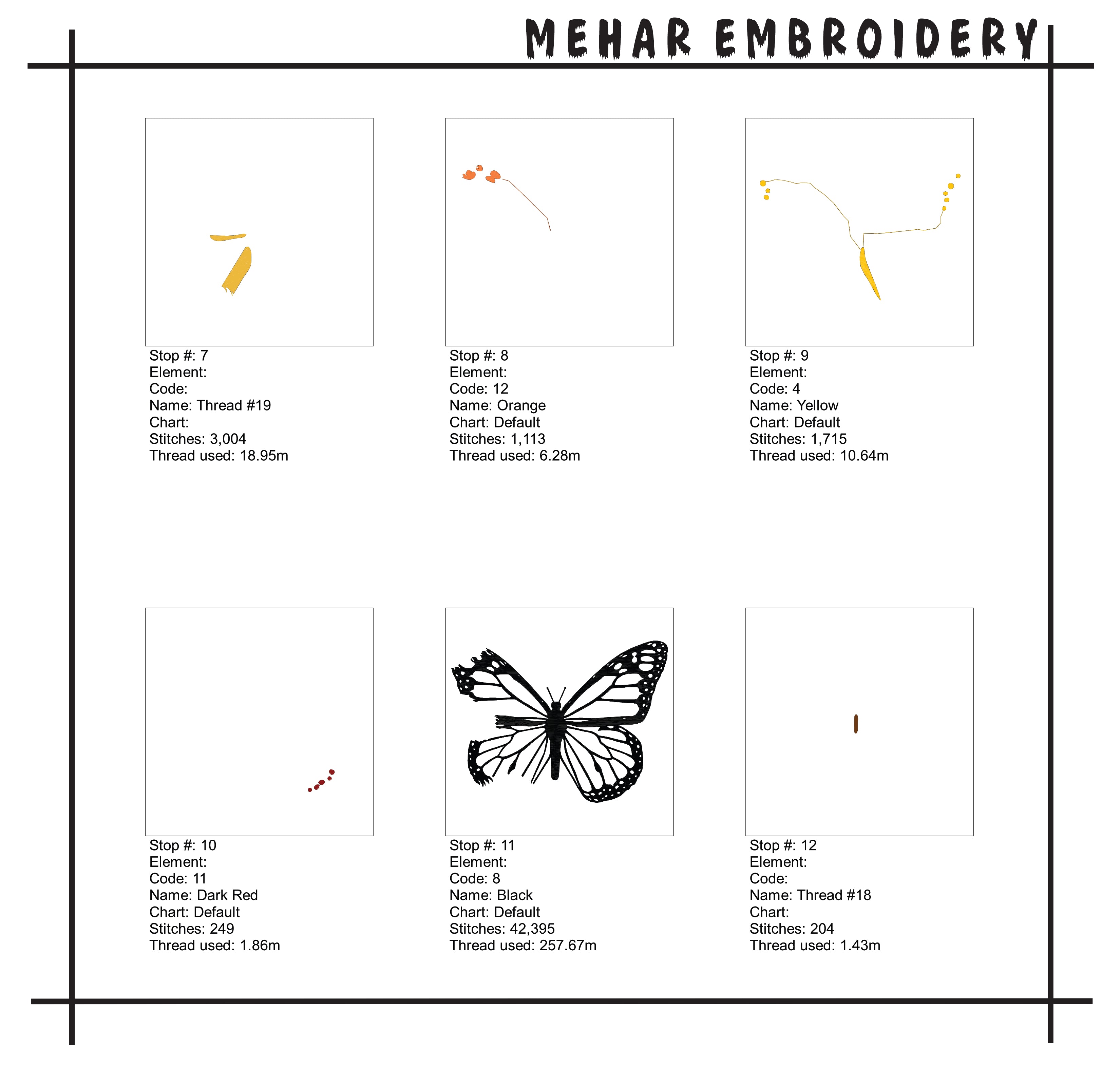 Monarch Butterfly Embroidery Design, Orange Butterfly Digital File