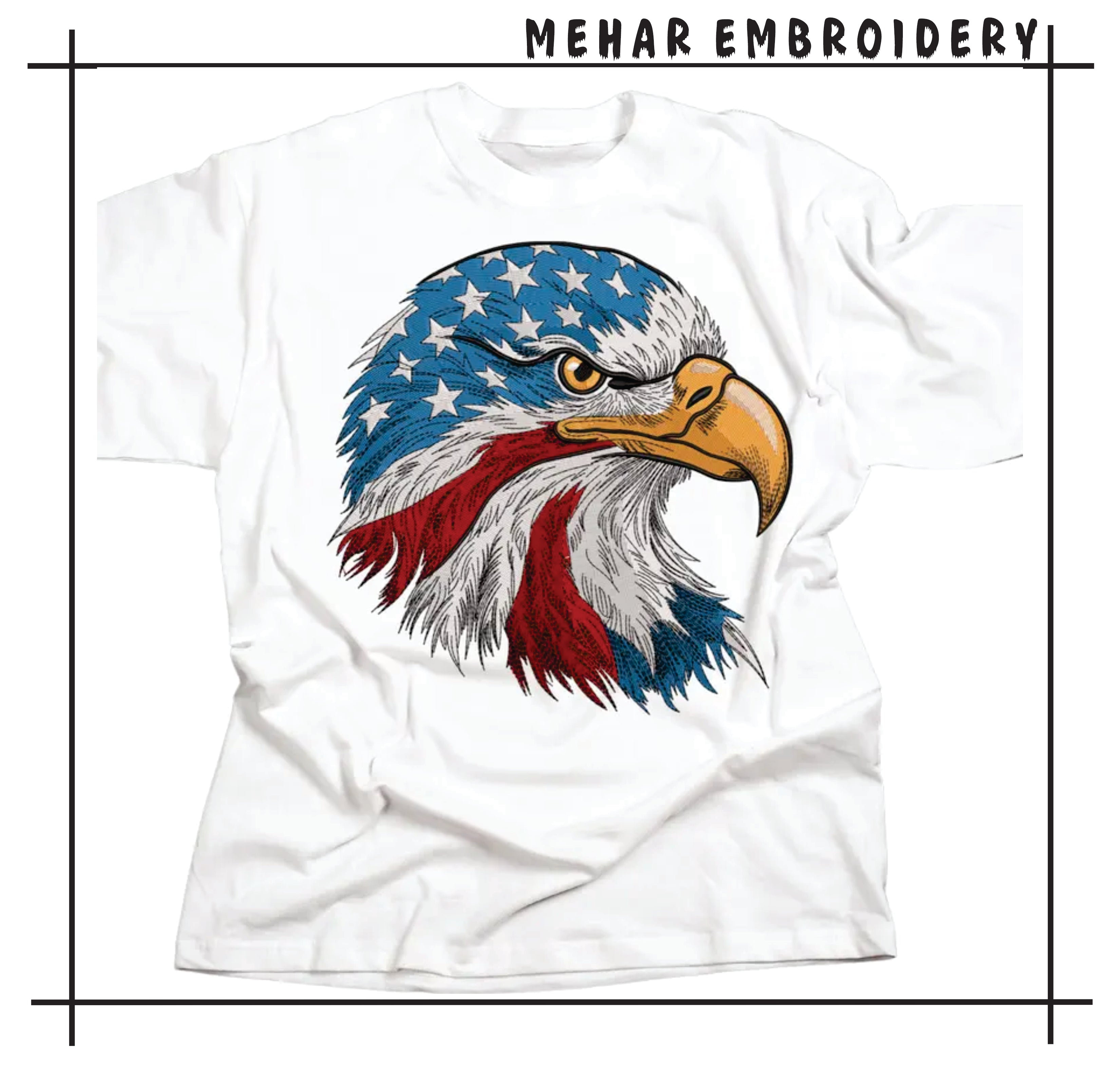 Patriotic American Eagle Embroidery, US Flag Bald Eagle Machine File