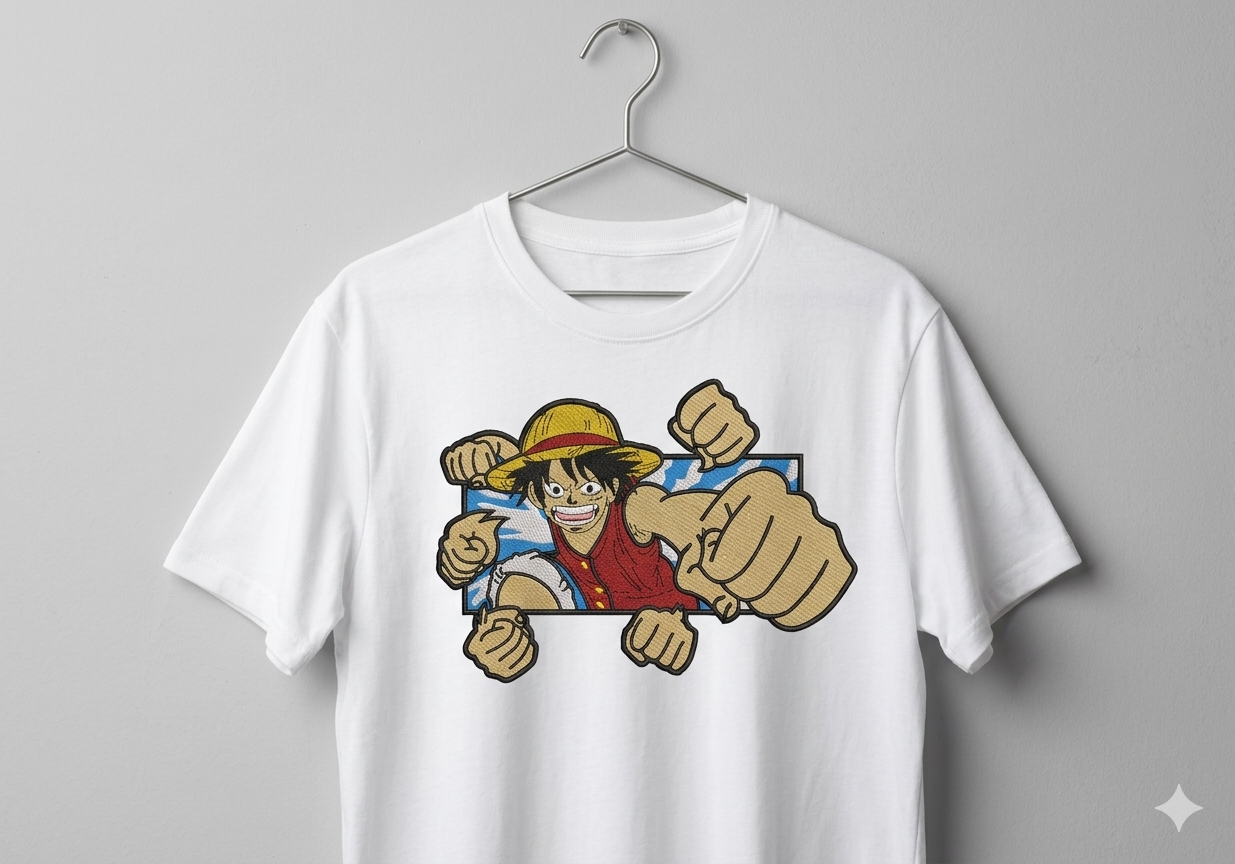Luffy Anime Machine Embroidery Design – Straw Hat Captain (PES File) digital download