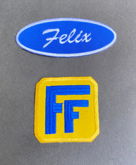 Fix-It Felix Jr. 2-Piece Patch Set | Felix Name & 'F' Logo Embroidered Iron-On for Costume