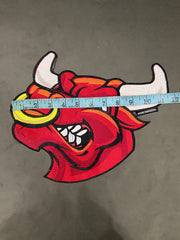 Chicago Red Bull Patch | Embroidered Iron-On Badge for Jackets, 12 Inch Size