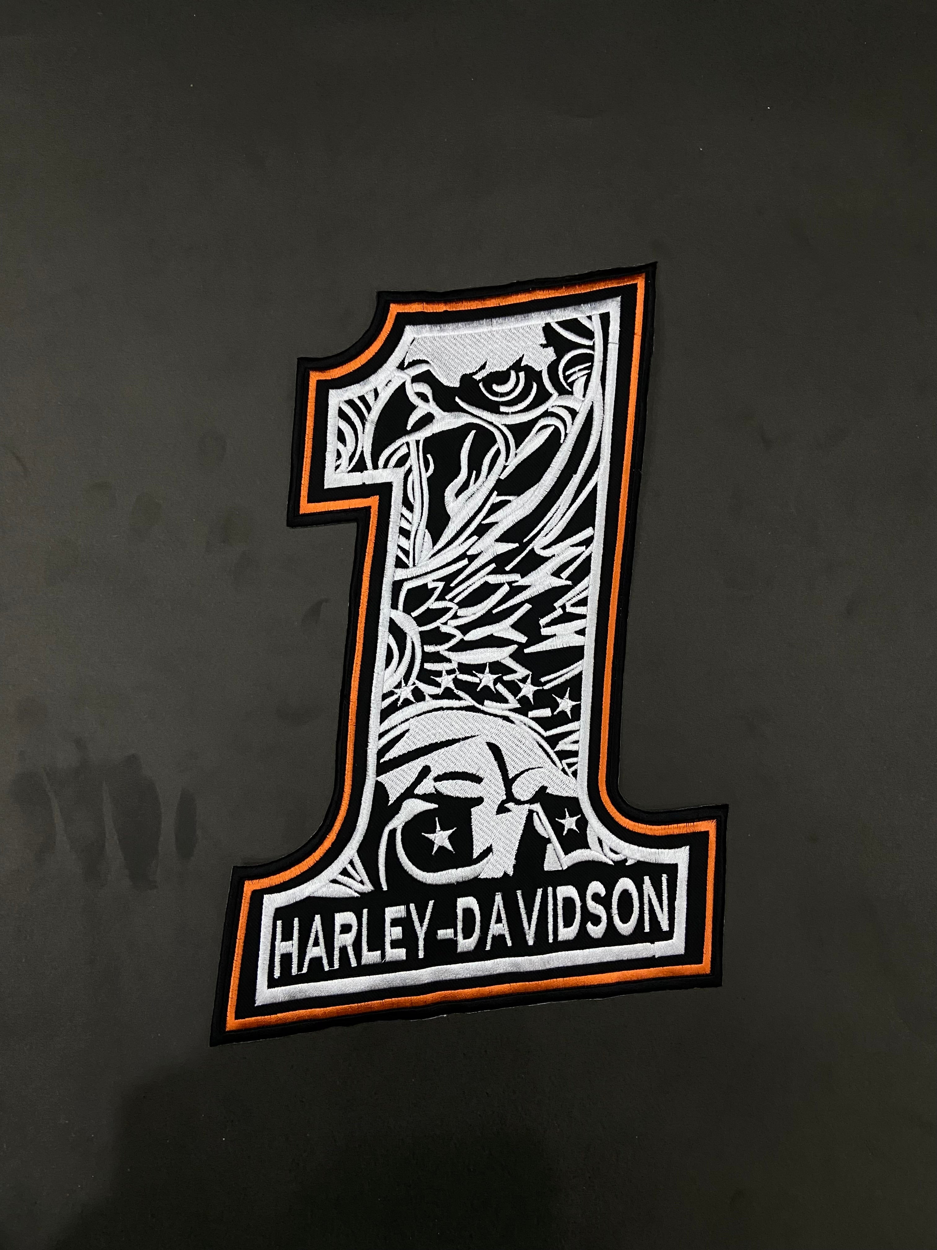 Large 12" H-D Eagle Symbol Patch | Premium Embroidered #1 Back Piece