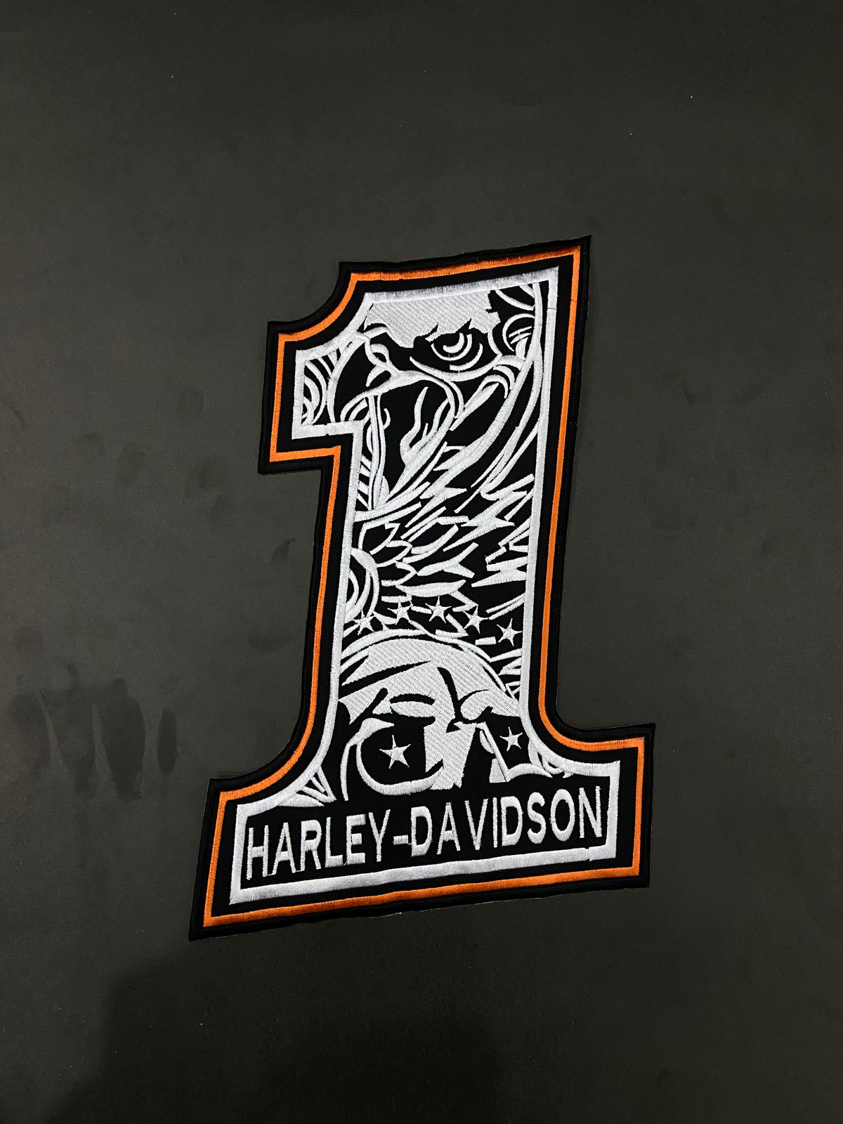Large 12" H-D Eagle Symbol Patch | Premium Embroidered #1 Back Piece