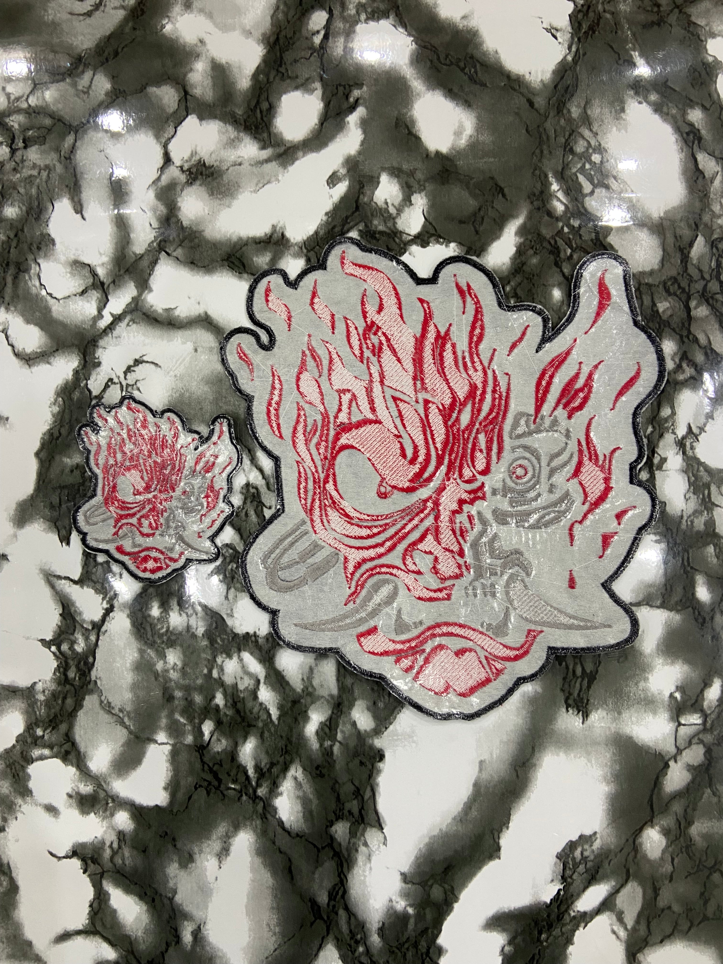Cyber Demon Samurai Oni Hannya Patch – Futuristic Cyberpunk Streetwear