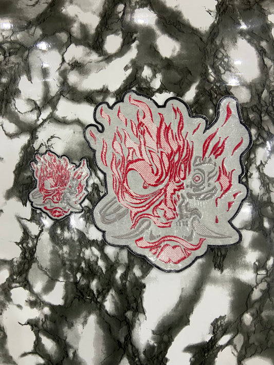 Cyber Demon Samurai Oni Hannya Patch – Futuristic Cyberpunk Streetwear