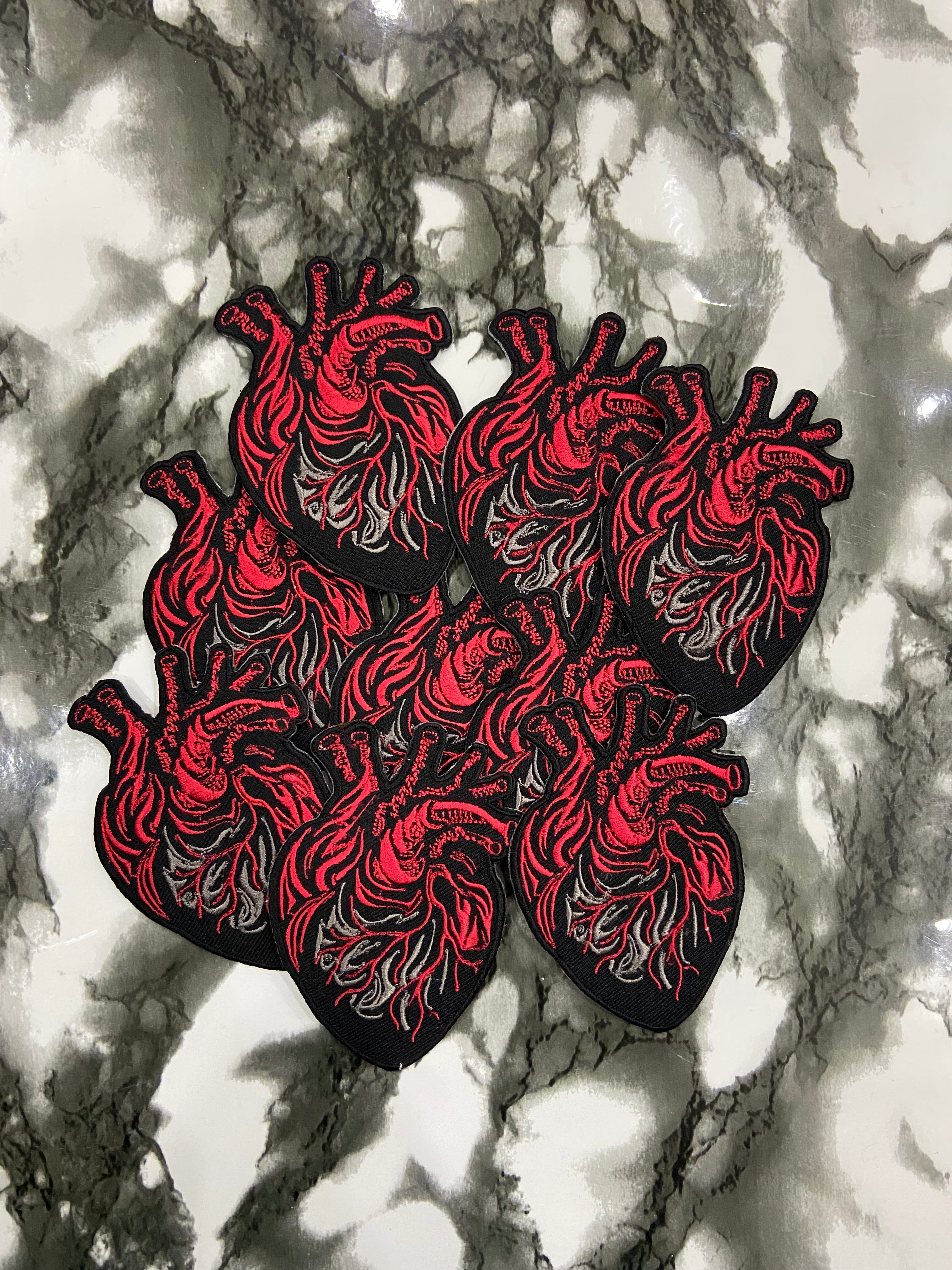 Anatomical Dark Heart Patch – Gothic Aesthetic & Edgy Embroidered Applique