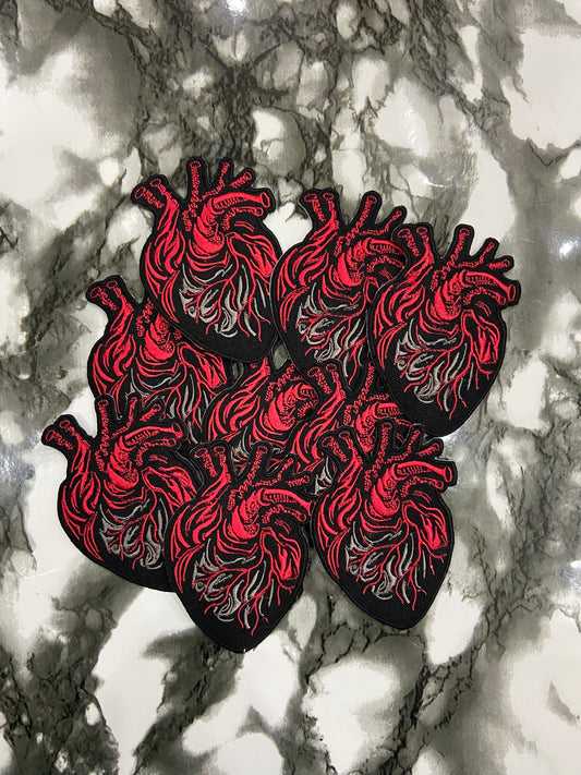 Anatomical Dark Heart Patch – Gothic Aesthetic & Edgy Embroidered Applique