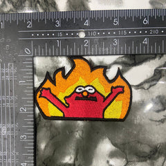 Elmo Flame Meme Embroidered Patch | Hellmo Rise Iron-On Patch | Funny Pop Culture Meme Badge for Jackets & Backpacks