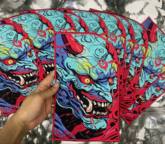 Japenese oni mask, ogre styled kensuke art embroidered back patch for biker jackets and vests