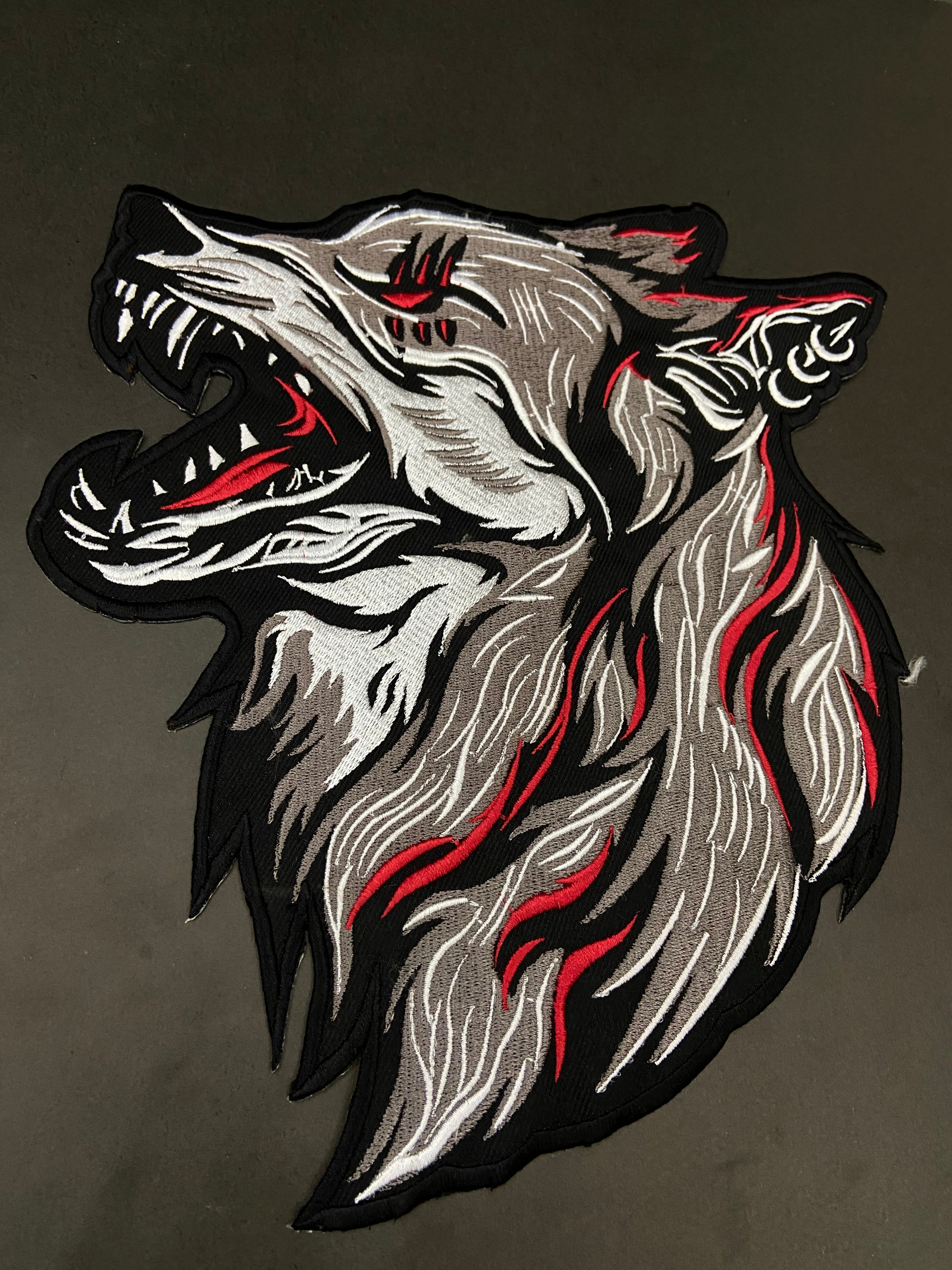 Howling Wolf Embroidery Patch: Large Biker Applique
