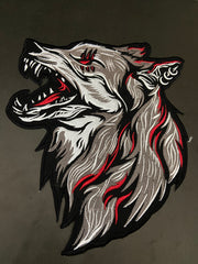 Howling Wolf Embroidery Patch: Large Biker Applique