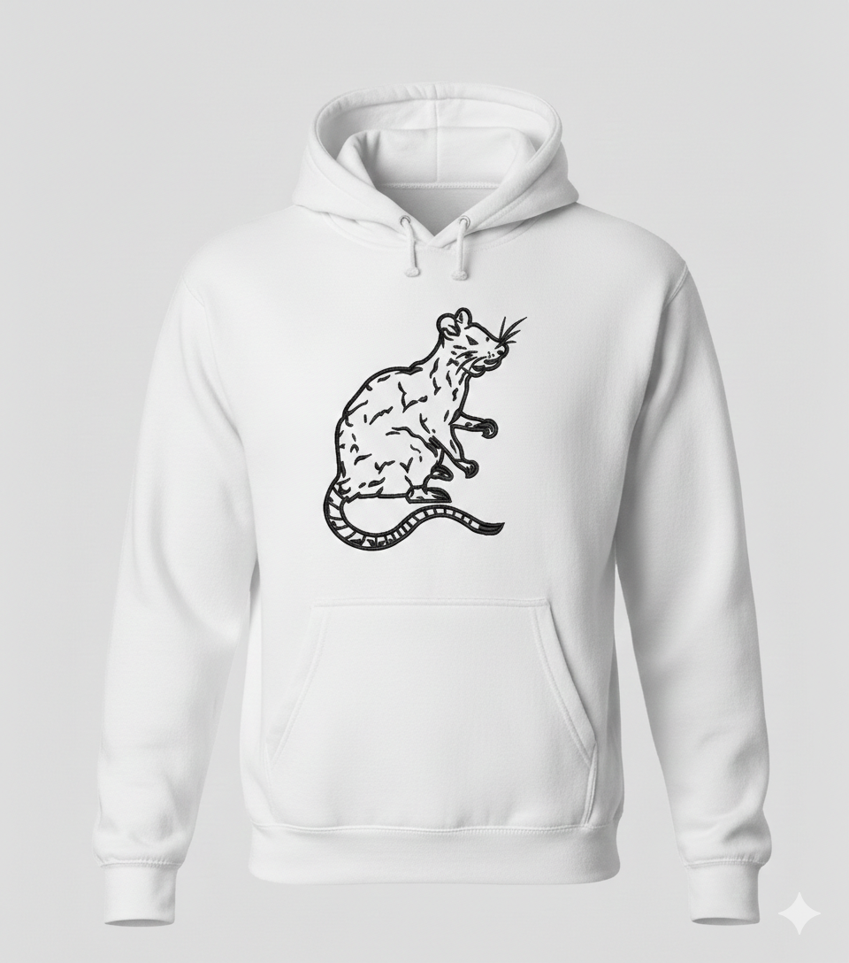 Rat Machine Embroidery Design, Rodent Line Art Embroidery File