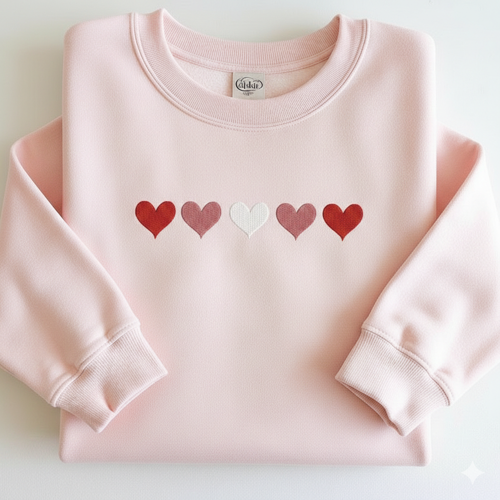 Rainbow Heart Row – Vibrant Valentine’s Day Embroidery Design