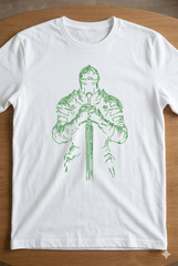 Majestic Knight Warrior Line Art Embroidery Design: Medieval Fighter Digital Pattern in All Formats.