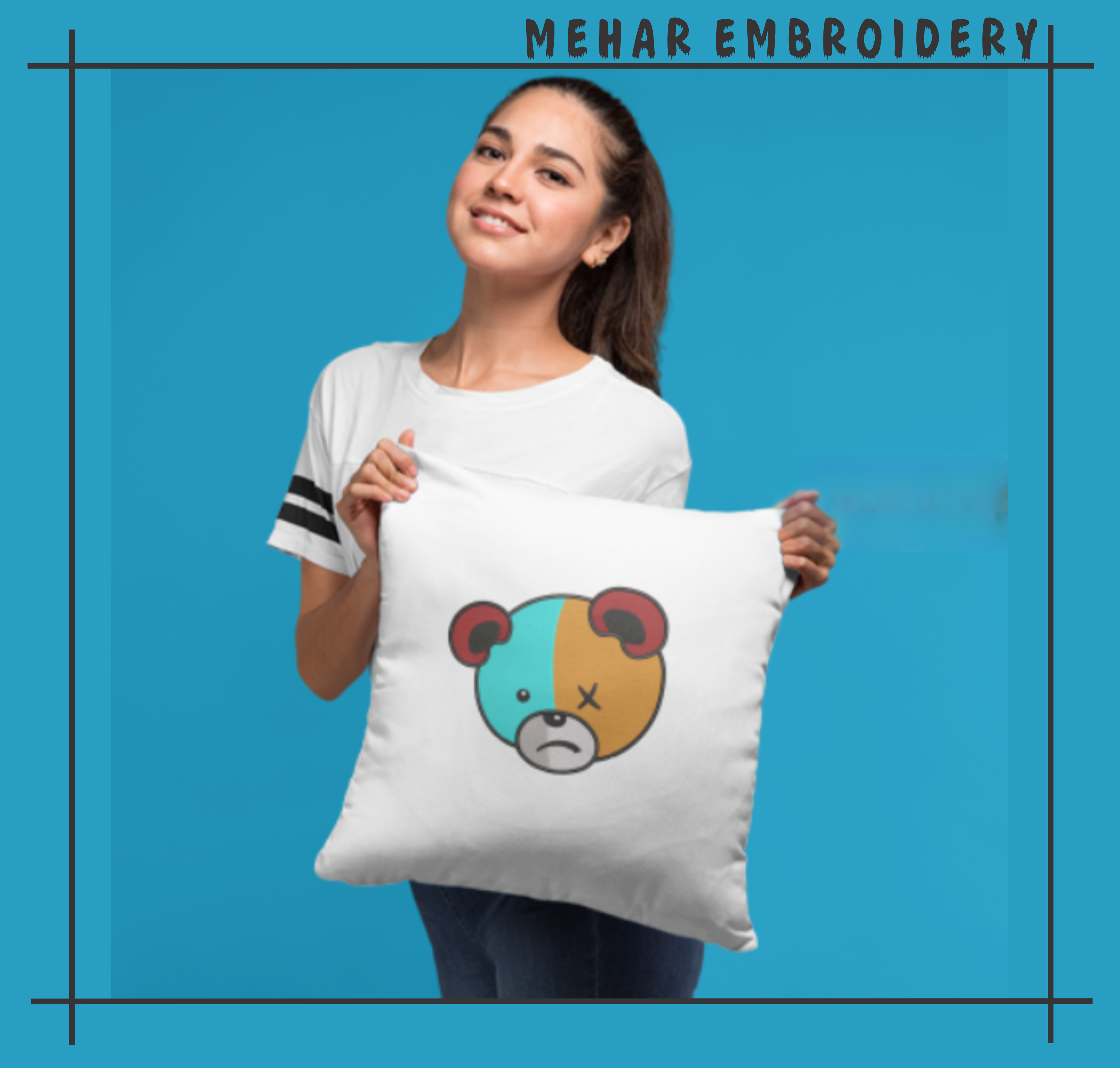 Edgy Sad Bear Machine Embroidery Design, 8 Sizes & 8 Formats