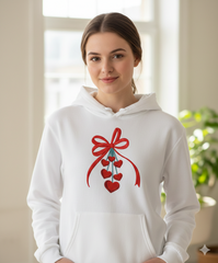 Valentine’s Day Ribbon Bow with Dangling Hearts – Machine Embroidery Design