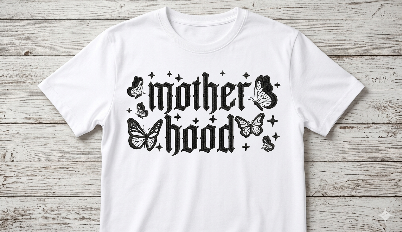 Motherhood Embroidery Design | Gothic Butterflies, Stars Machine File (Digital Download)