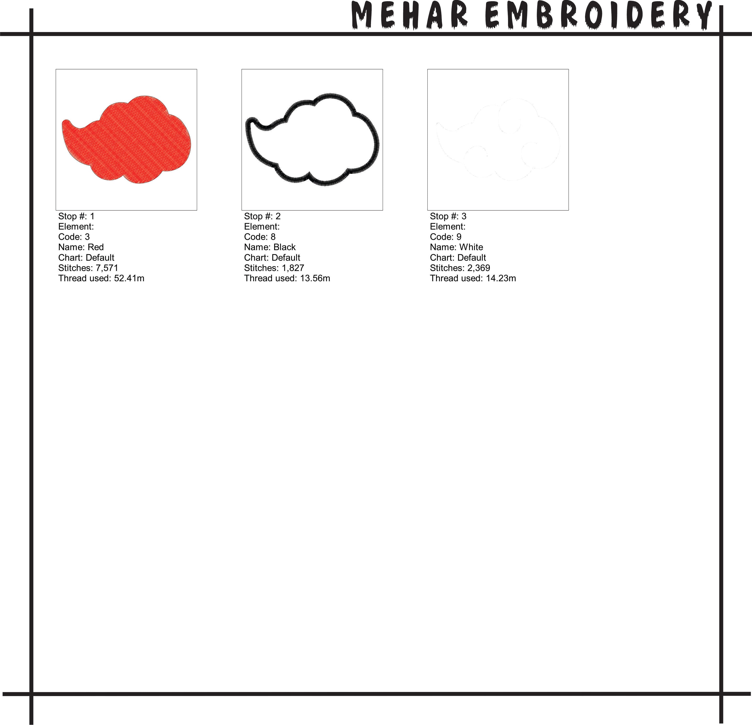 Anime Symbol Embroidery Bundle, Ninja Cloud and Fan Machine Embroidery File