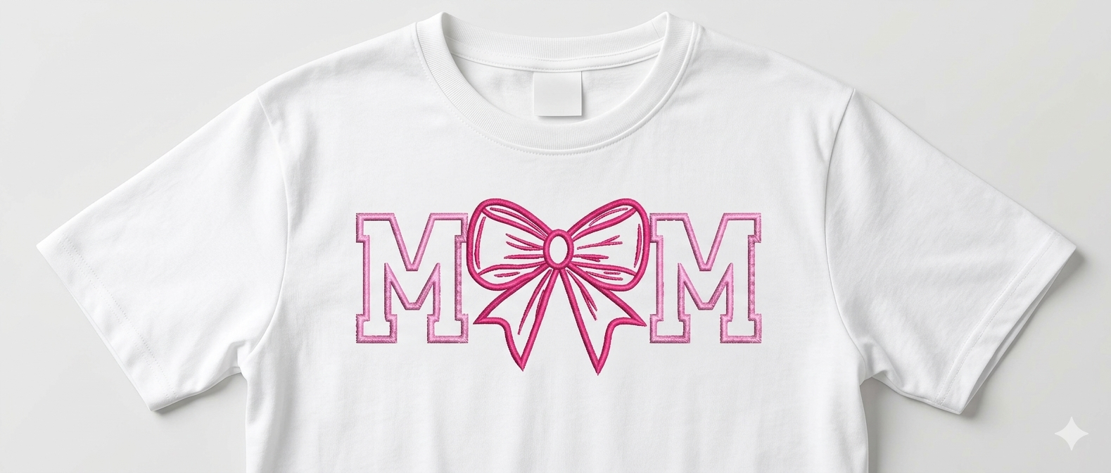 Coquette Bow "Mom" Embroidery Design – Girly Ribbon Machine File for Sweatshirts