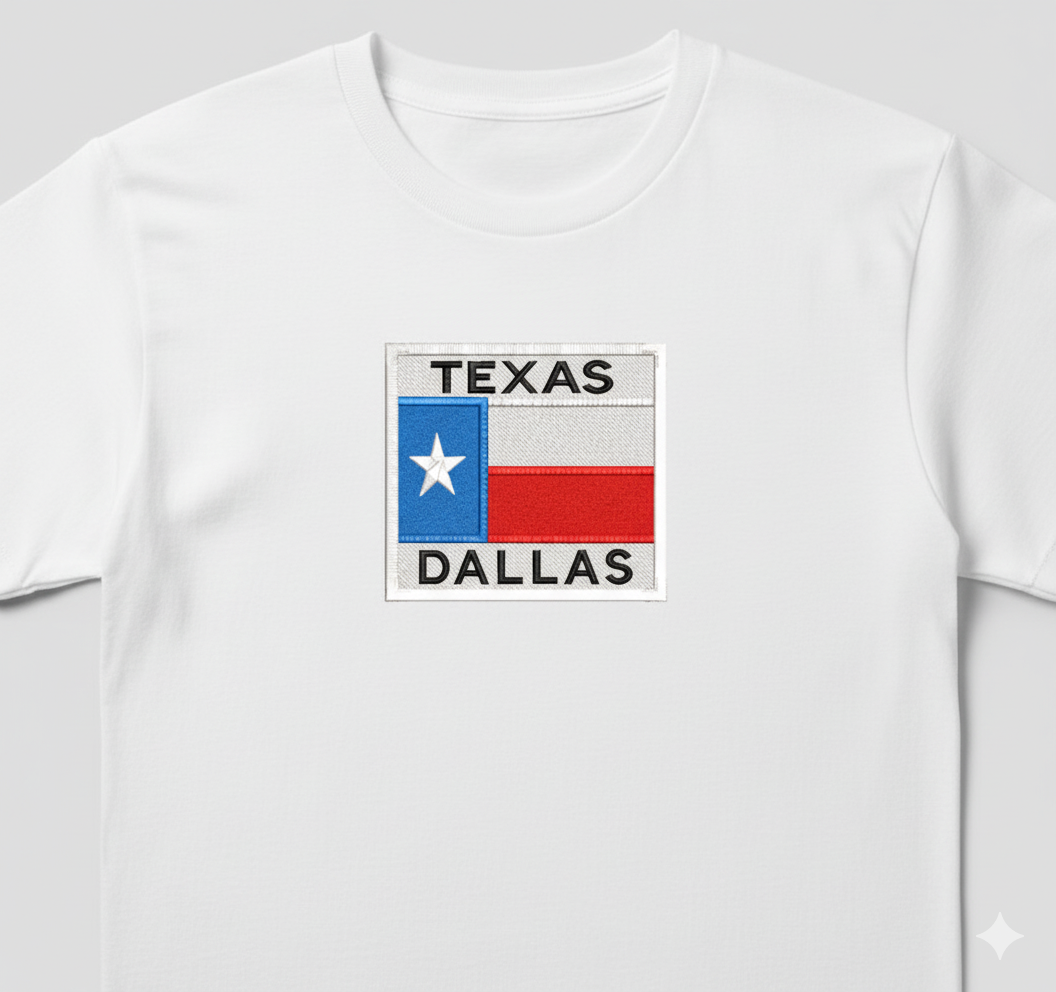 Texas Dallas Flag Embroidery Design, Lone Star State Digital Pattern, Instant Download Files