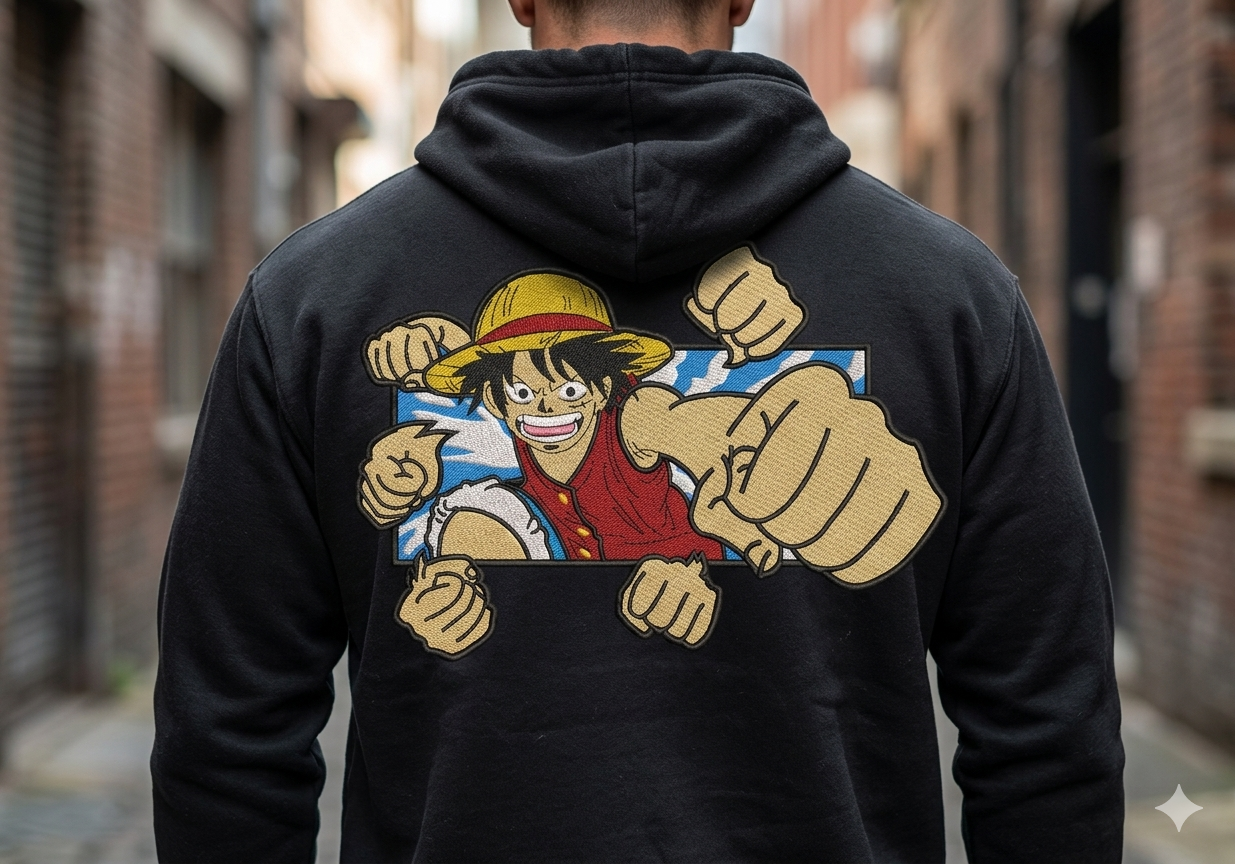 Luffy Anime Machine Embroidery Design – Straw Hat Captain (PES File) digital download