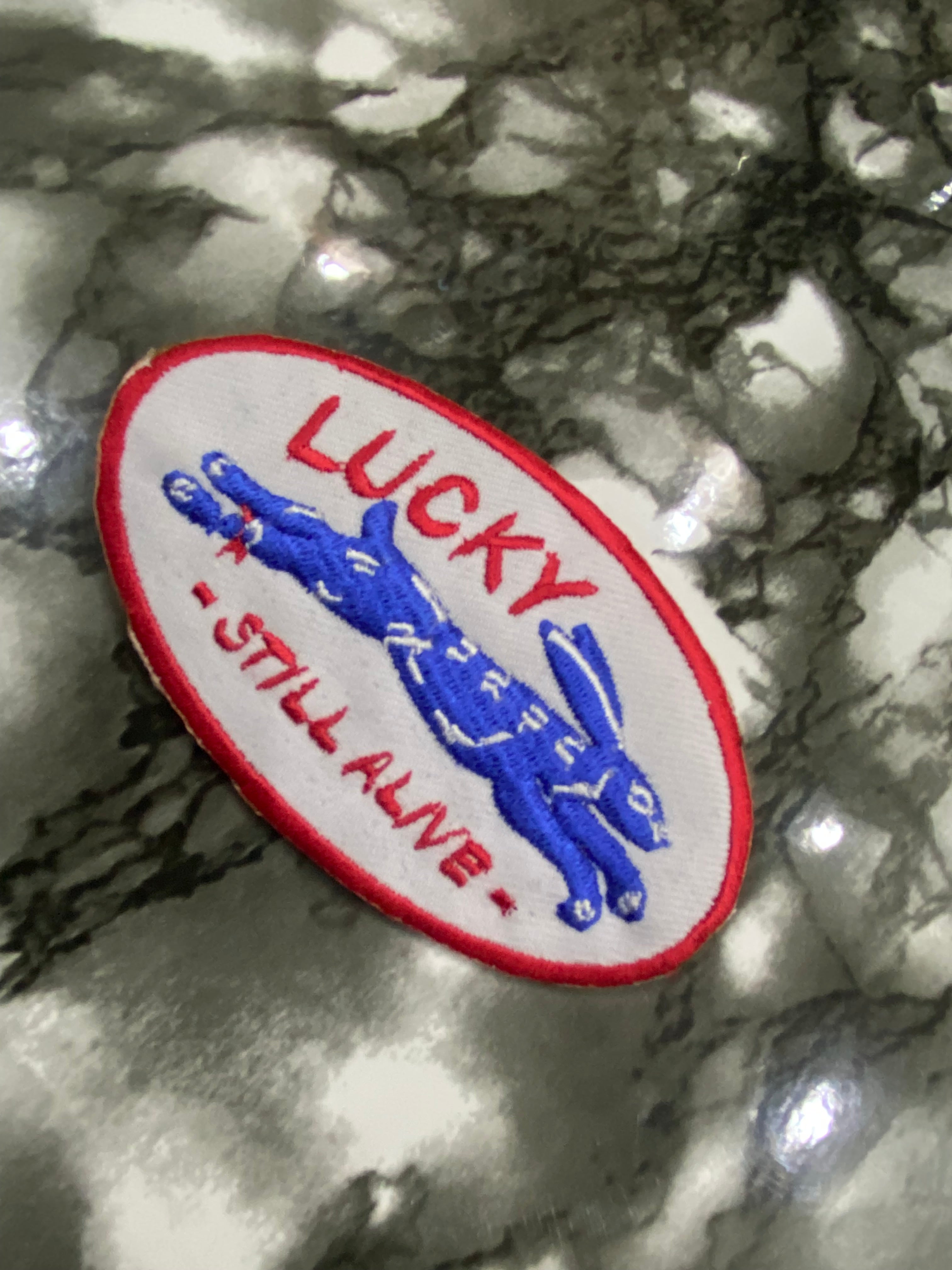 Lucky Rabbit "Still Alive" Patch – Retro Cartoon Style Small Embroidered Applique