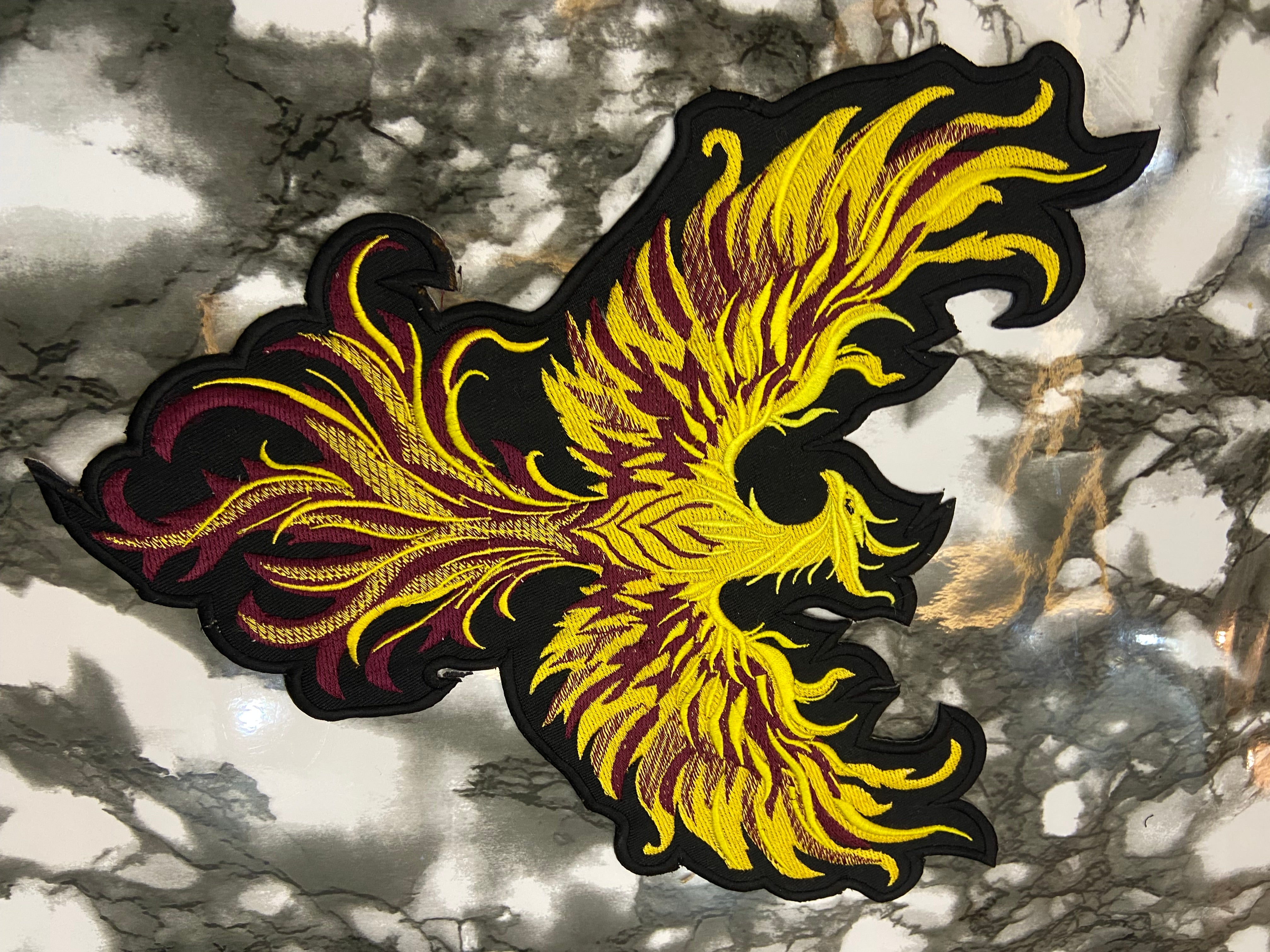 Golden Phoenix Rising Patch Set – Majestic Firebird Embroidered Applique