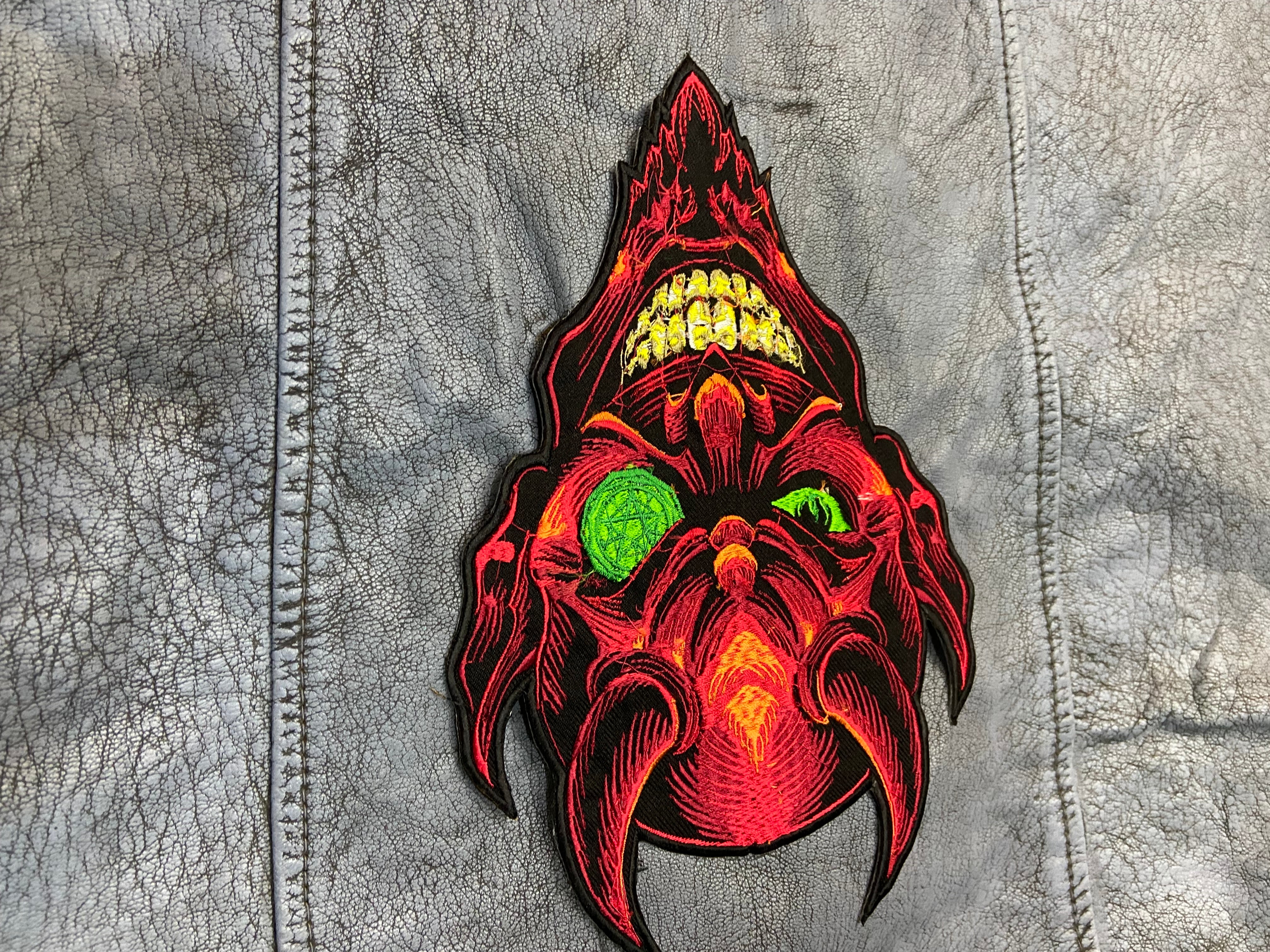 Large Devil Illuminati Face Iron-On Back Patch | Occult & Mystic Applique