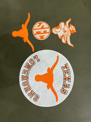 Texas Longhorns Burnt Orange Patch Collection | Large Circular Back Patch, Horn Shaped Logo, Bevo Head, SEC Badge | Iron On Sew On Varsity