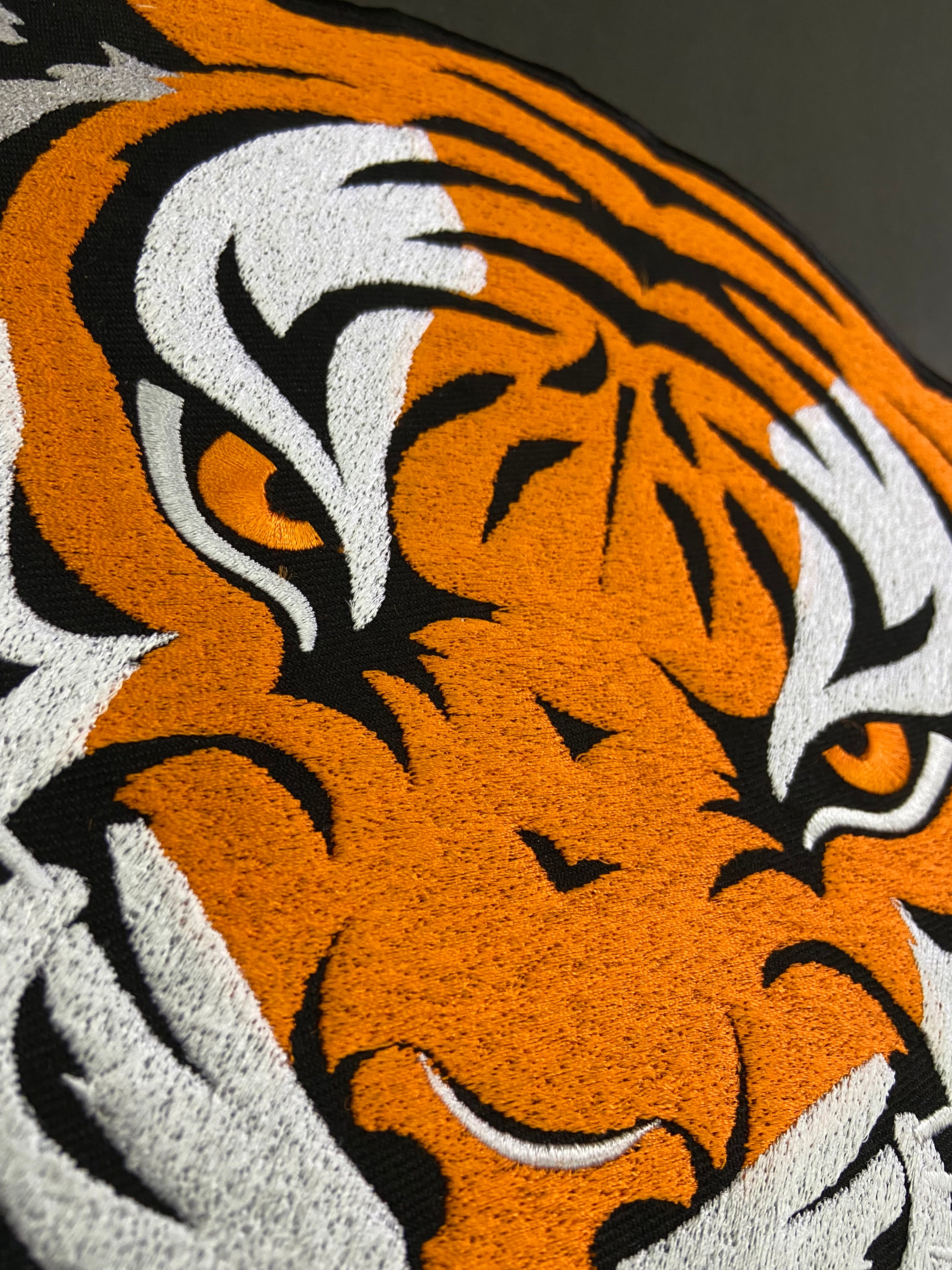 Bengal Tiger Patch: Embroidered Iron-On Roaring Wild Animal Applique (12 Inch)