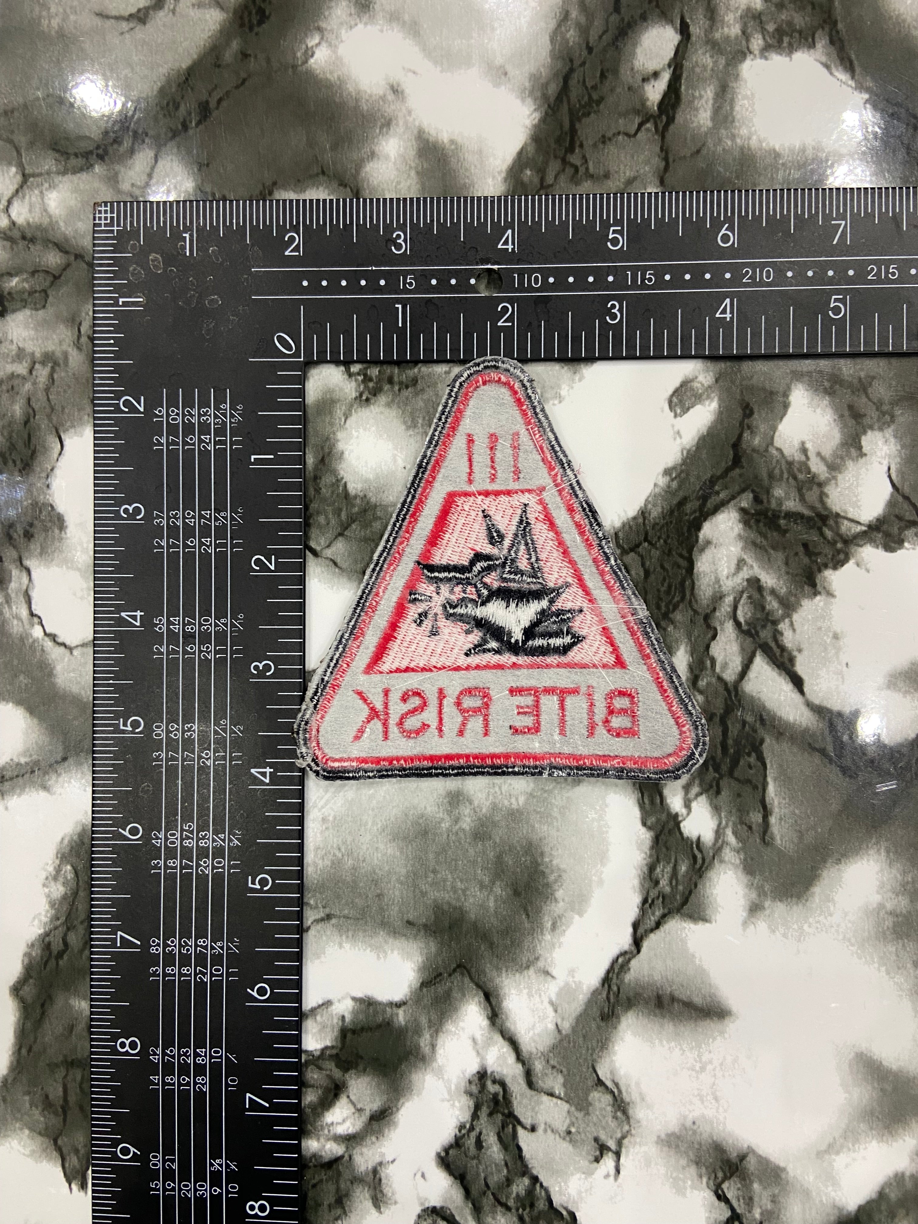 Bite Risk Warning Triangle Patch – Edgy Humor & Tactical Caution Applique