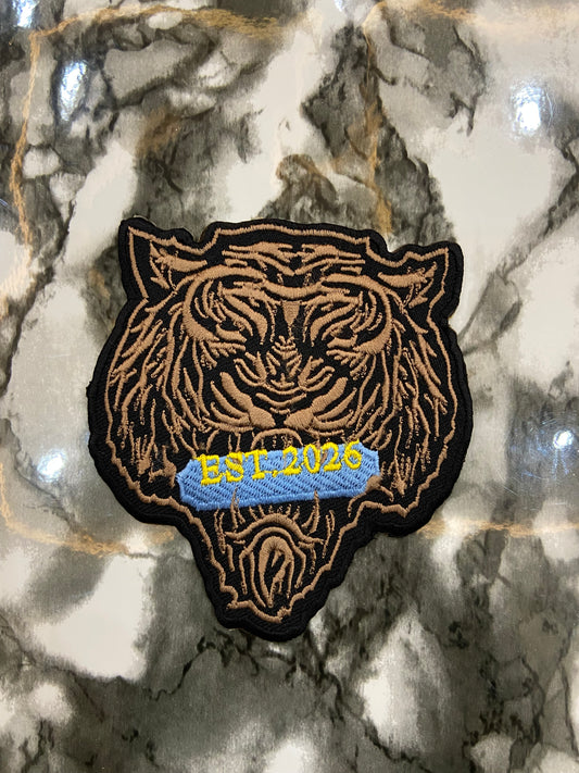 Bengal Tiger Head Embroidered Patch – EST 2026 Spirit Animal Mascot Badge