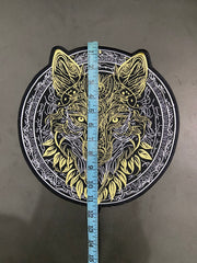Golden & Grey Wolf Large Back Patch | Antique Style Biker & Sigil Emblem