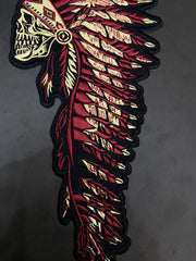 Indiana Headdress Patch: Embrace the spirit of the chief. Detailed embroidered Native American headdress for jackets