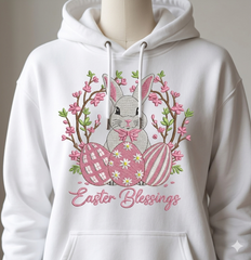 Easter Bunny Floral Embroidery Design – Spring Rabbit Eggs (Instant Download)
