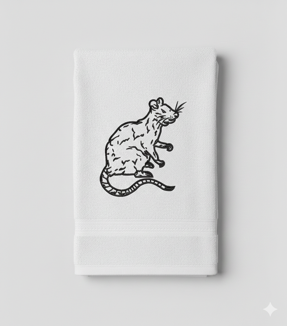 Rat Machine Embroidery Design, Rodent Line Art Embroidery File