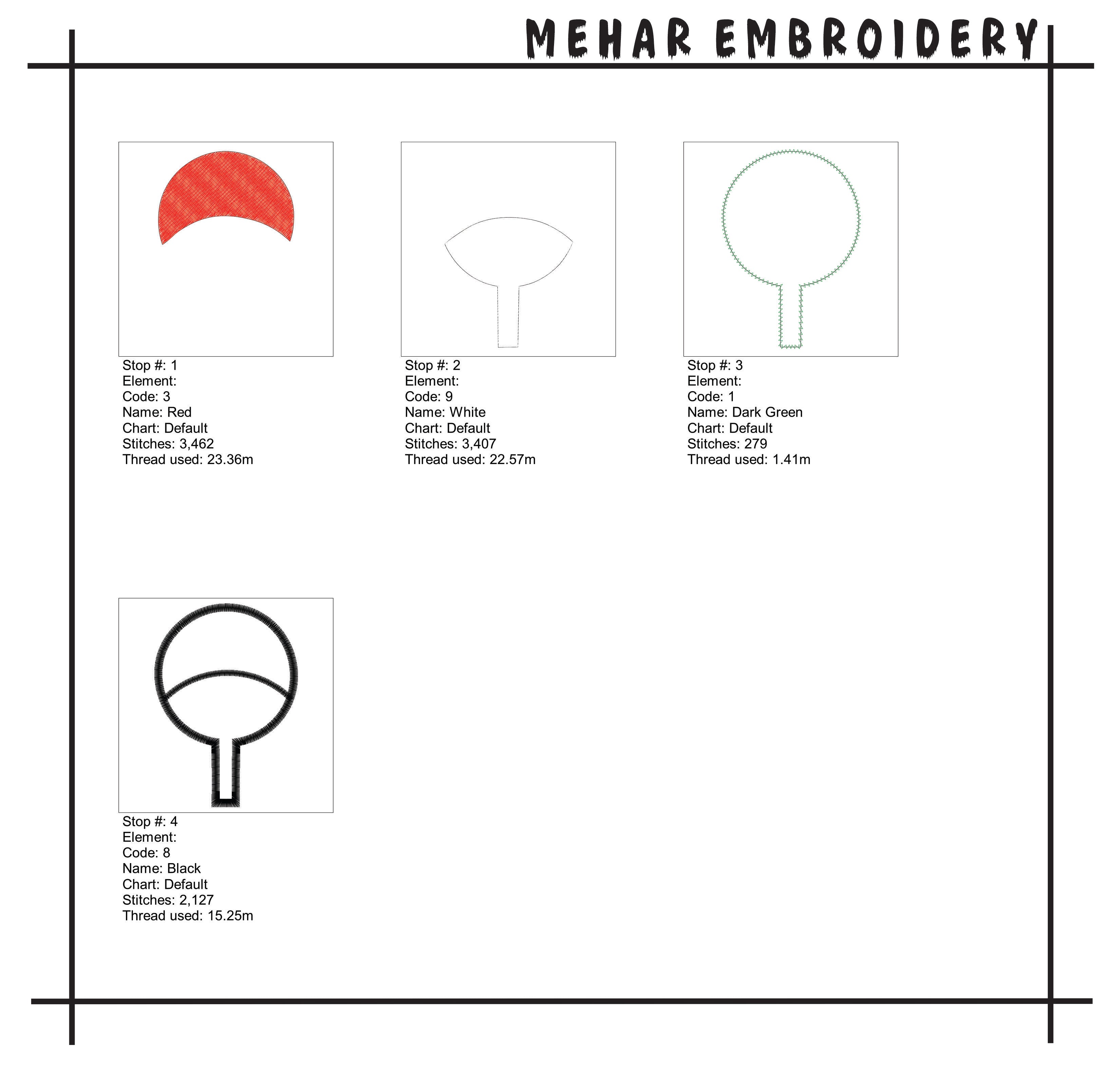 Anime Symbol Embroidery Bundle, Ninja Cloud and Fan Machine Embroidery File