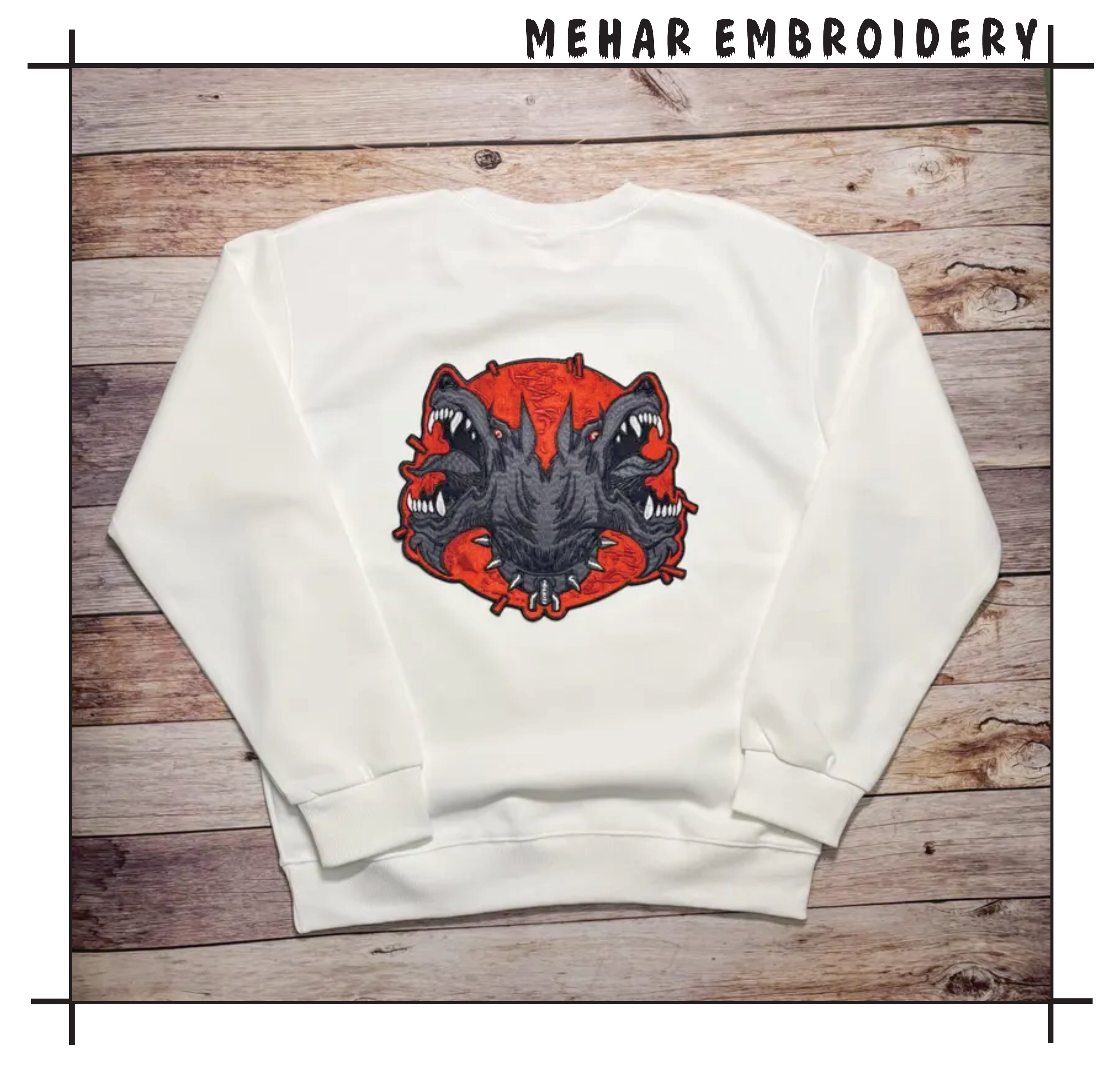Cerberus Embroidery Design, Three Headed Dog Machine File