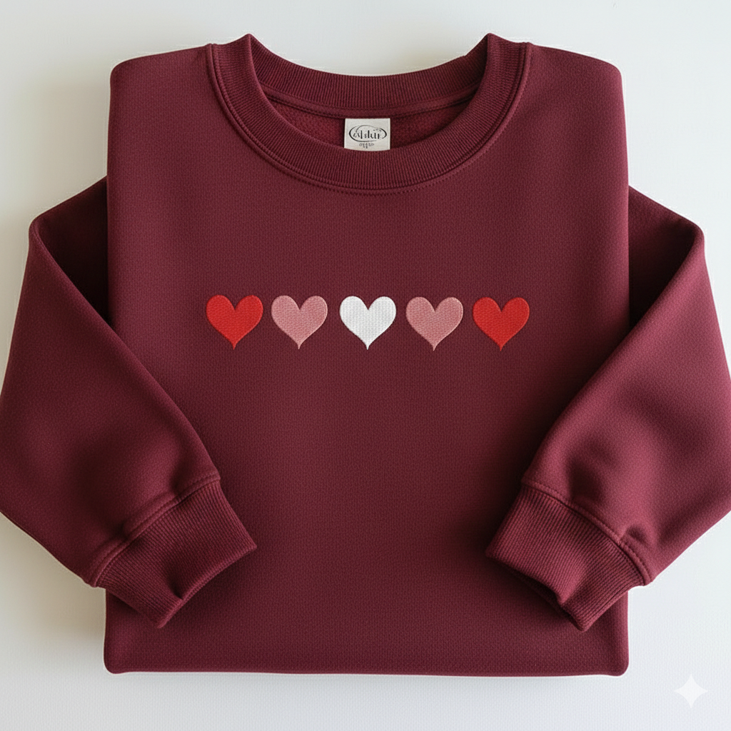 Rainbow Heart Row – Vibrant Valentine’s Day Embroidery Design