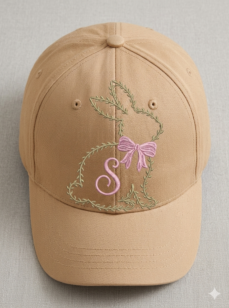 Floral Bunny Outline Embroidery – Spring Blossom Easter Rabbit Digital Machine Design