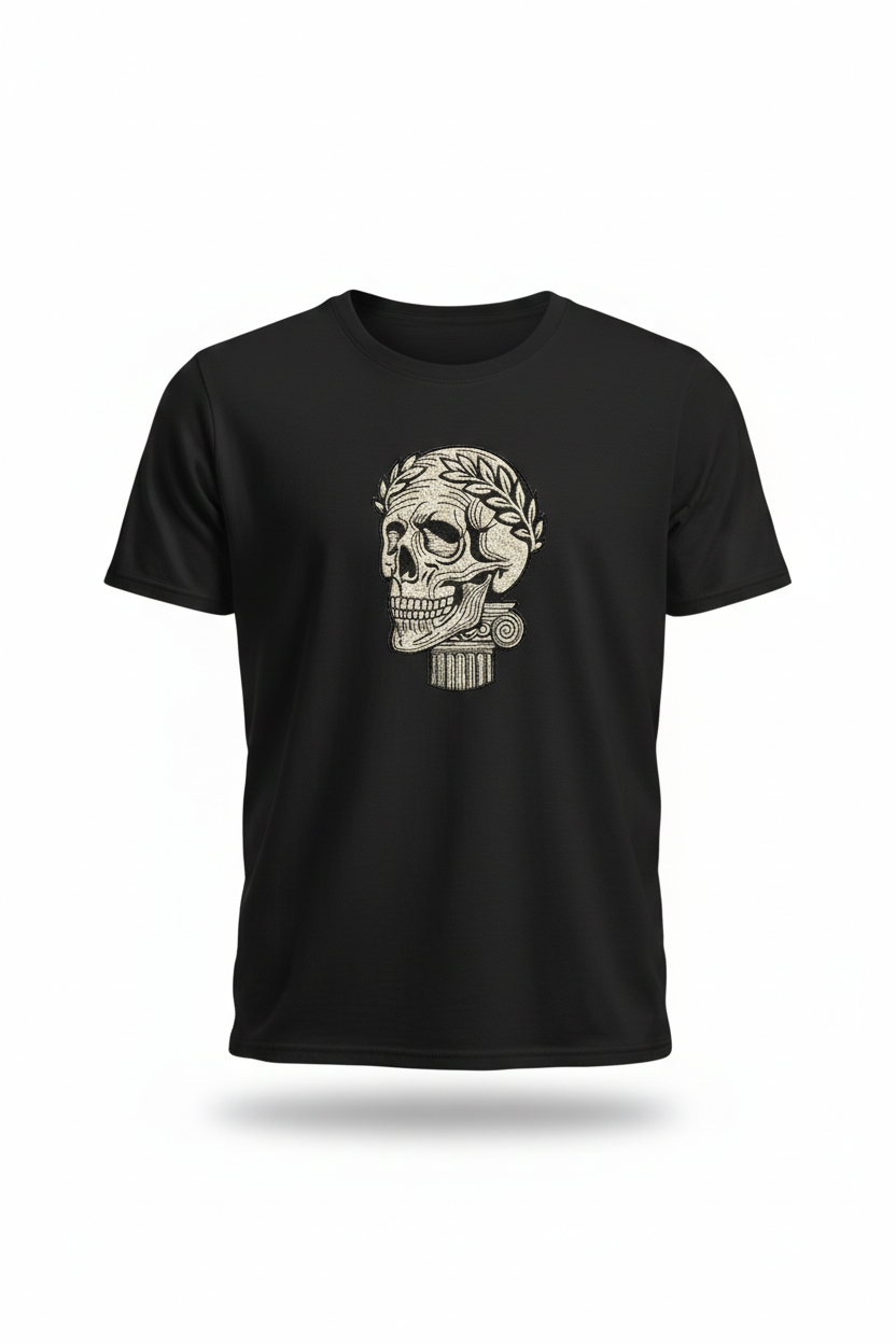 Skull and Ionic Pillar Embroidery Design – Dark Academia File (8 Sizes and Formats)
