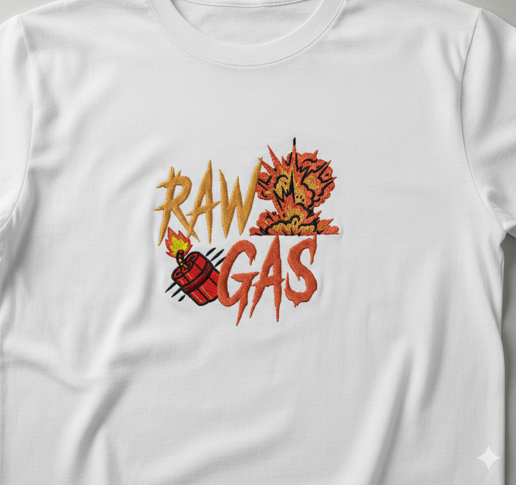 Raw Gas Embroidery Design - Dynamite Explosion Machine File - 8 Sizes 8 Formats