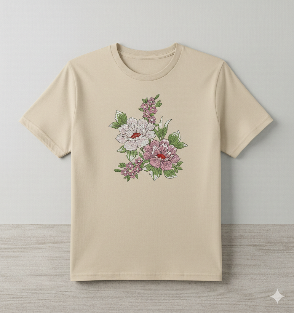 Peony Floral Bouquet Machine Embroidery Design, 8 Sizes (Digital Download)