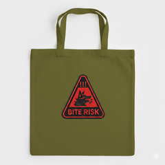 Bite Risk Wolf Warning Machine Embroidery Design – Triangle Patch Motif in 8 Sizes and Multiple Formats