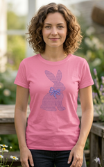 Easter Bunny Machine Embroidery Design | Chinoiserie Rabbit with Coquette Bow (Digital Download)