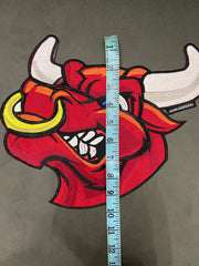 Chicago Red Bull Patch | Embroidered Iron-On Badge for Jackets, 12 Inch Size