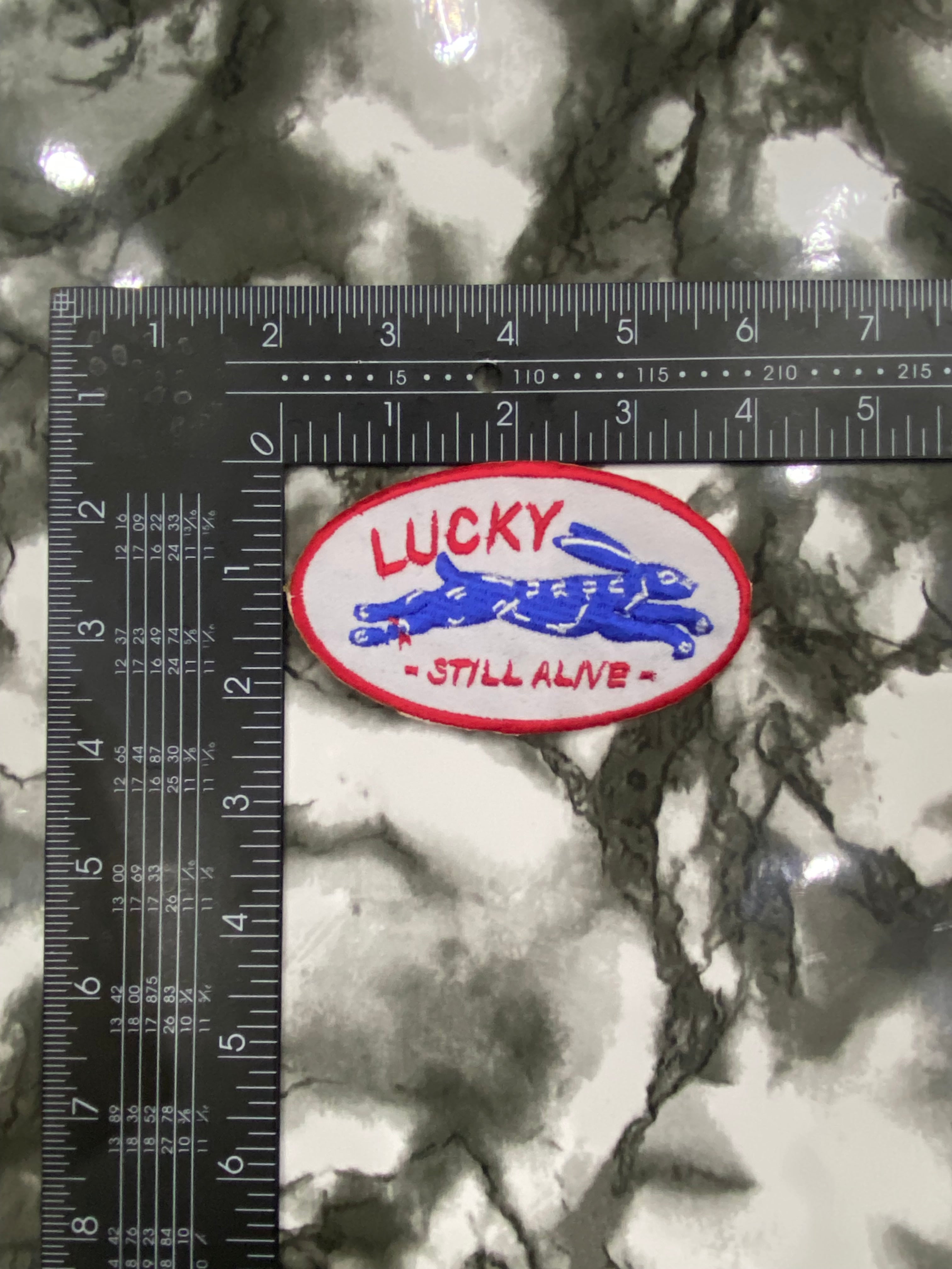 Lucky Rabbit "Still Alive" Patch – Retro Cartoon Style Small Embroidered Applique