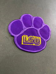 LSU Tigers Purple and Gold Patch Collection | Large Back Patch, Mini Tiger, Tiger Paw Print, Metallic Gold SEC Patch | Iron On Sew On