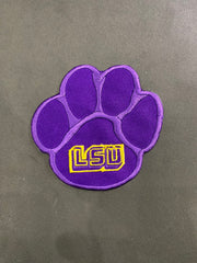 LSU Tigers Purple and Gold Patch Collection | Large Back Patch, Mini Tiger, Tiger Paw Print, Metallic Gold SEC Patch | Iron On Sew On