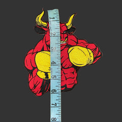 Boxing Bull Embroidery Patch: Red Bull with Yellow Gloves - Iron-On Applique